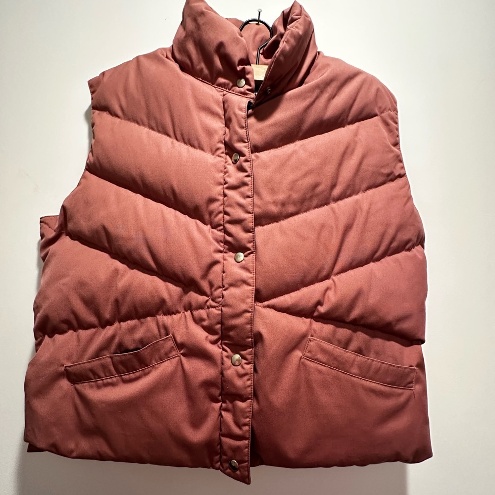 Vintage Down Quilted Puffer Vest - Rust
